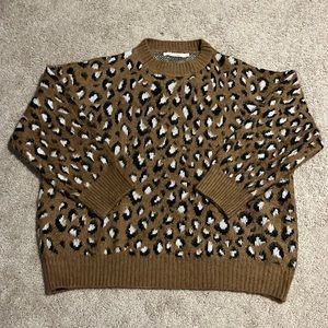 Ellison Fuzzy Animal Print Cowl-Neck Sweater